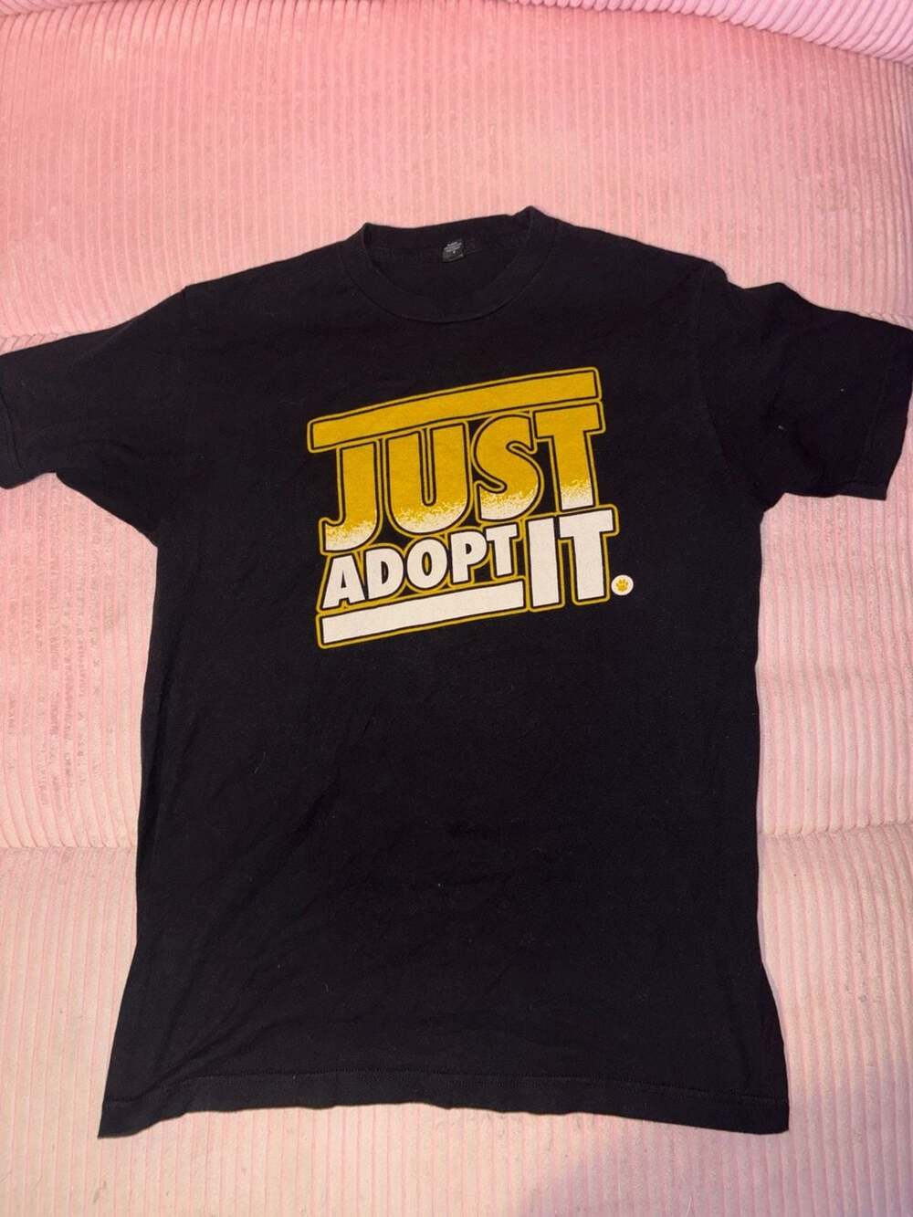 Just Adopt It T-Shirt Black Graphic Cotton